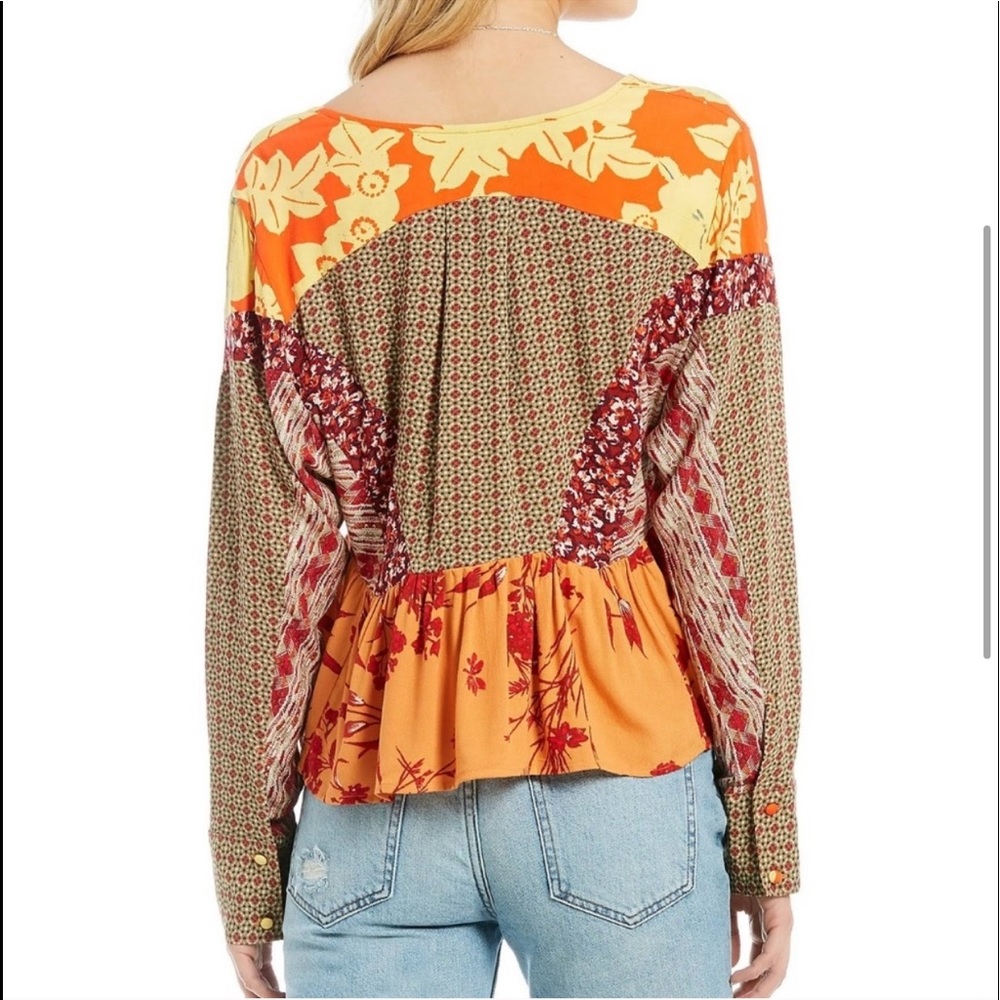 Free People Patchwork Print Float Top - image 2